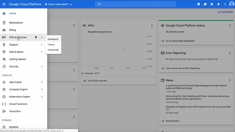Screenshot of Google's address validation API key creation steps