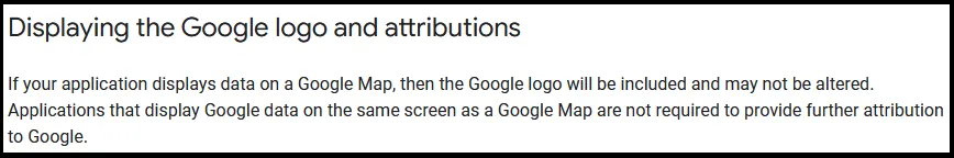 Screenshot of Google's attribution requirements