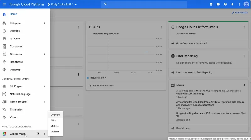 Screenshot of Google's address validation account creation