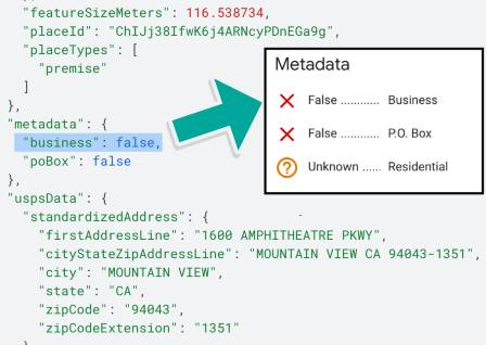 Google Address Validation API output misidentifying Google's RDI status