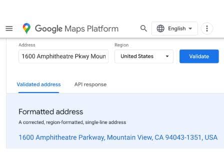 Google Address Validation Example