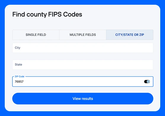 County lookup by ZIP Code example of a ZIP Code crossing county lines