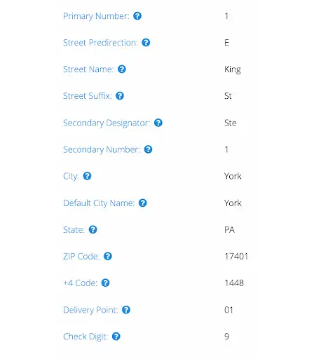 Parsed Address