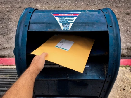 Putting a letter in the mailbox