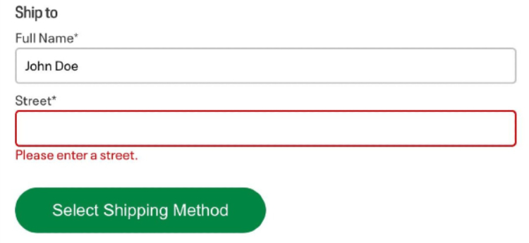 Ship to example boxes