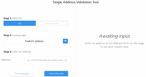 Smarty's Single Address Verification Tool