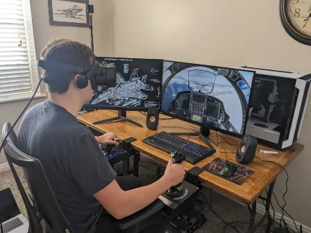Adam wearing his VR set