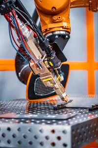 Robot arm using a laser