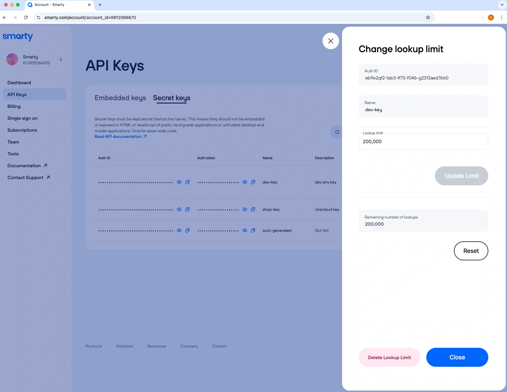 Change lookup limit