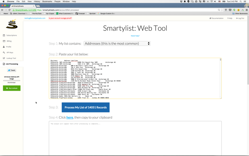 image of pasting your selected address list