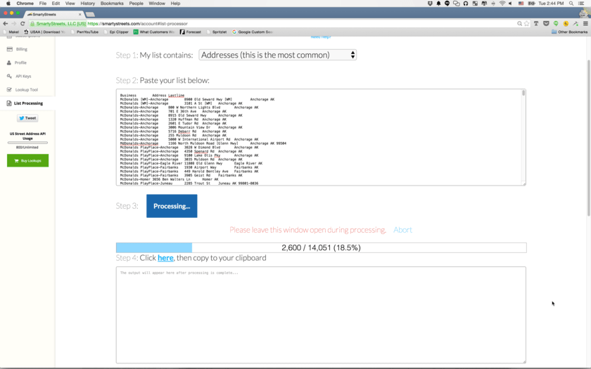 image of your selected list being processed