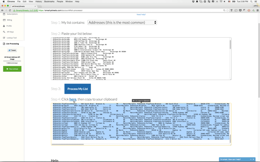image of how to copy your finished address list