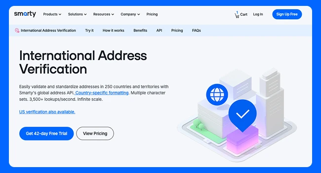 Screenshot of Smarty's International Address Verification page