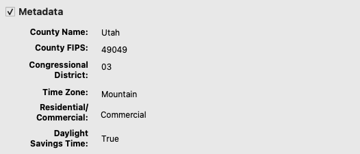 metadata table