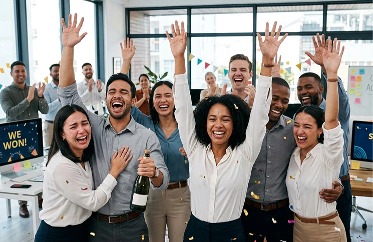 Ops team celebrating clean address data