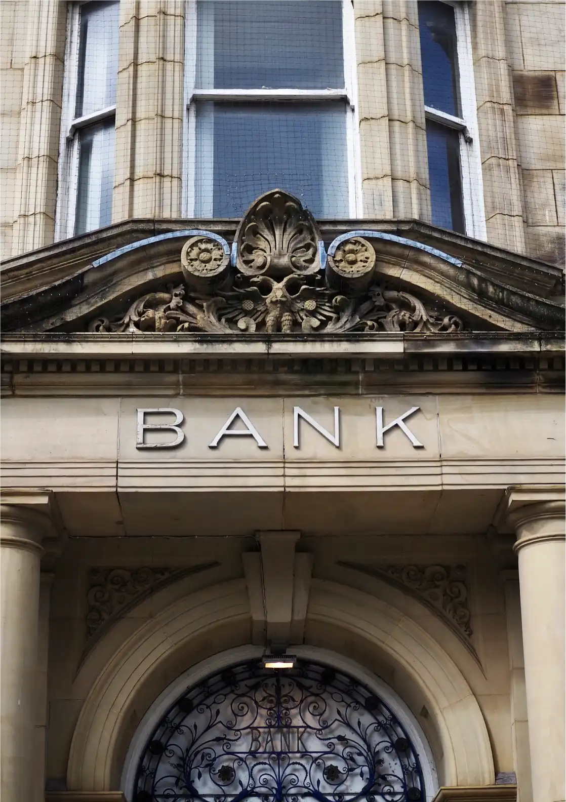 the front of a bank